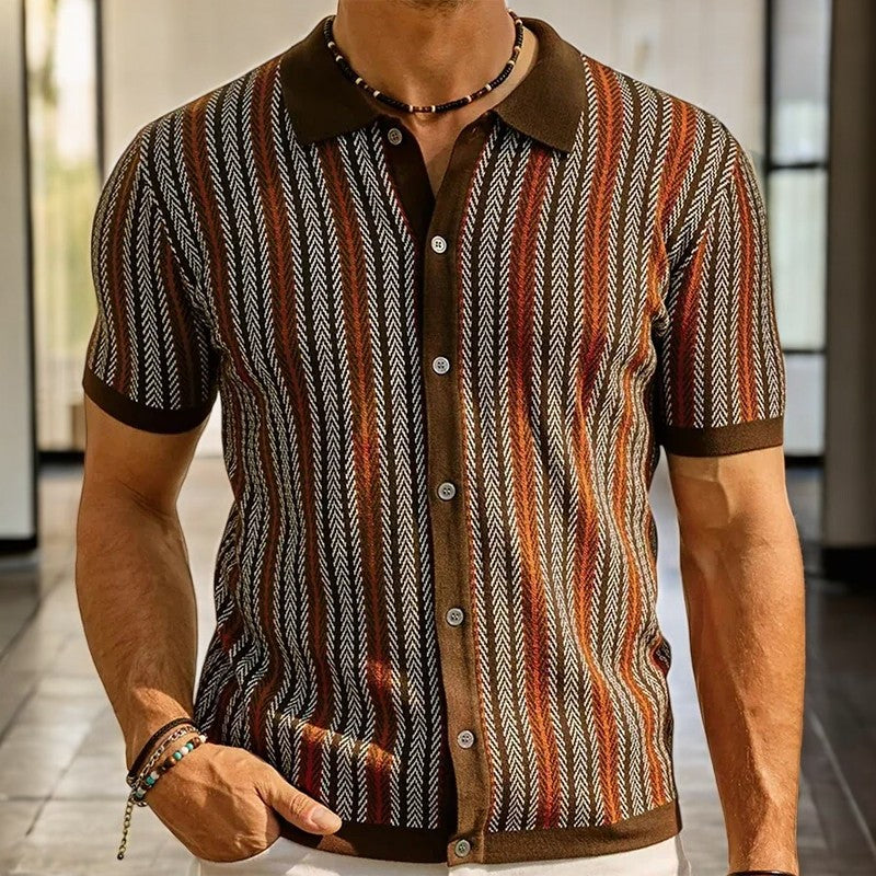Polo de punto para hombre — algodón orgánico con botones — trabajo